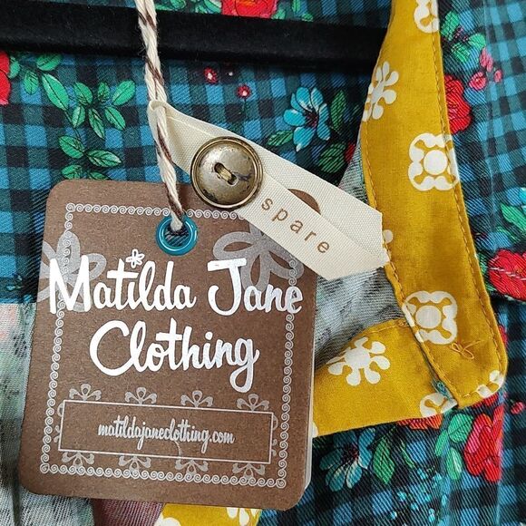 Matilda Jane Women's Fa La La Dress Gingham Floral Button Front Shirtdress NWT - Picture 4 of 15